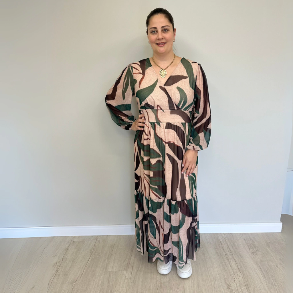 VESTIDO TULE ESTAMPADO VERDE