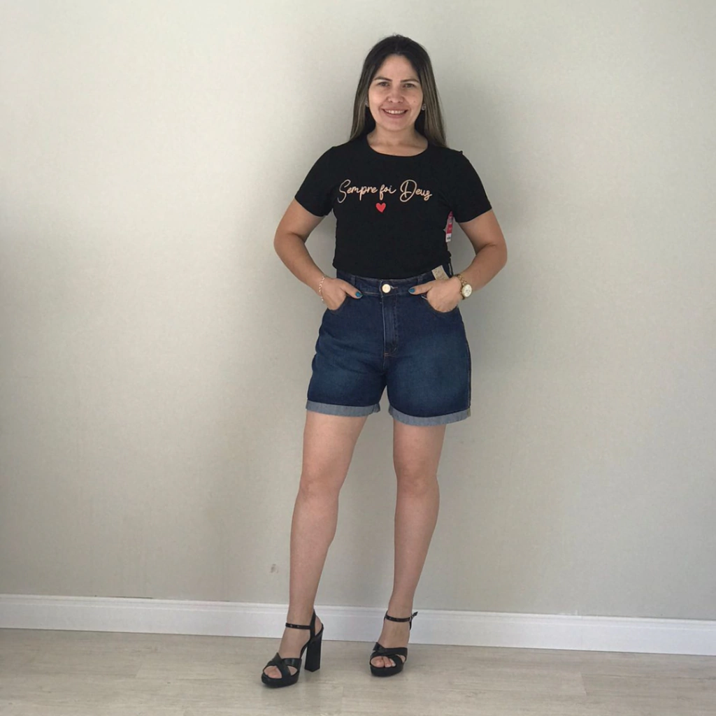 Shorts Mom Barra Virada Jeans