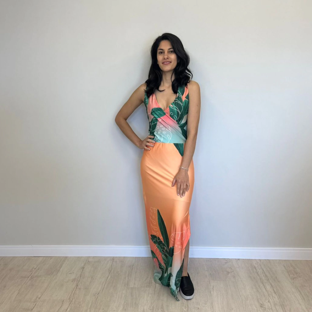 Vestido Longo - Laranja Estampado