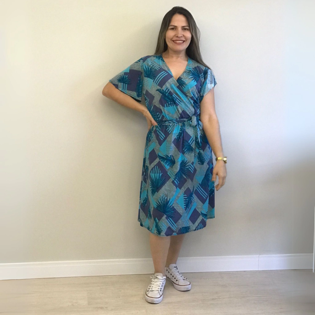 Vestido Liganete - Estampado Azul