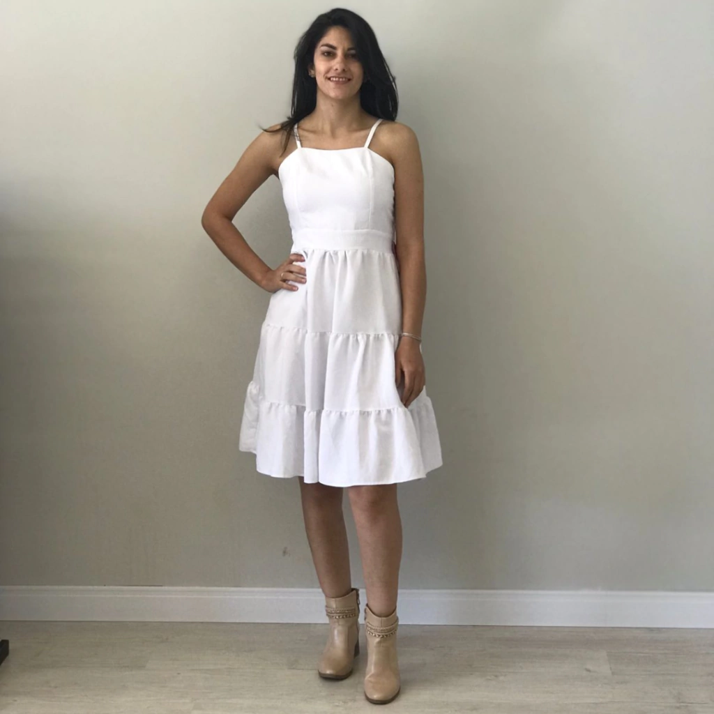 Vestido Curto Babado - Branco