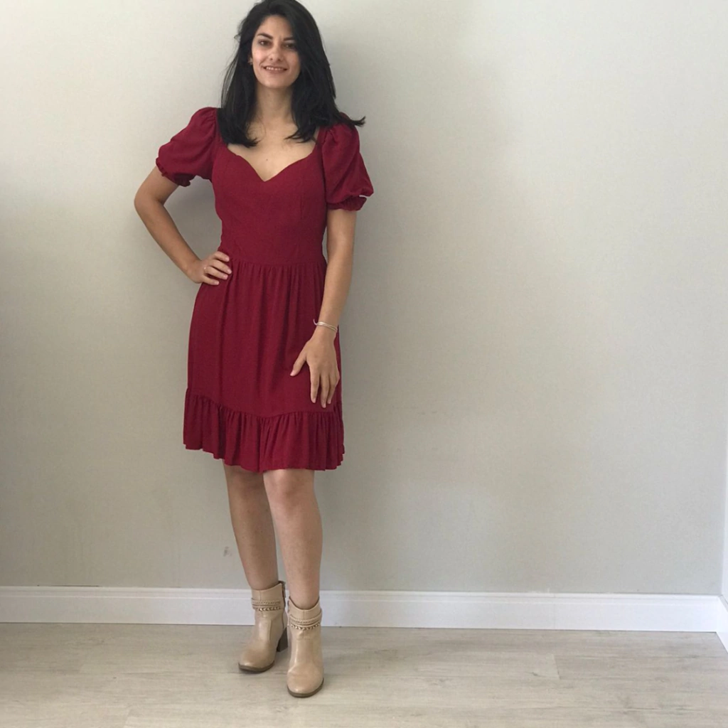 Vestido Viscose - Bordô