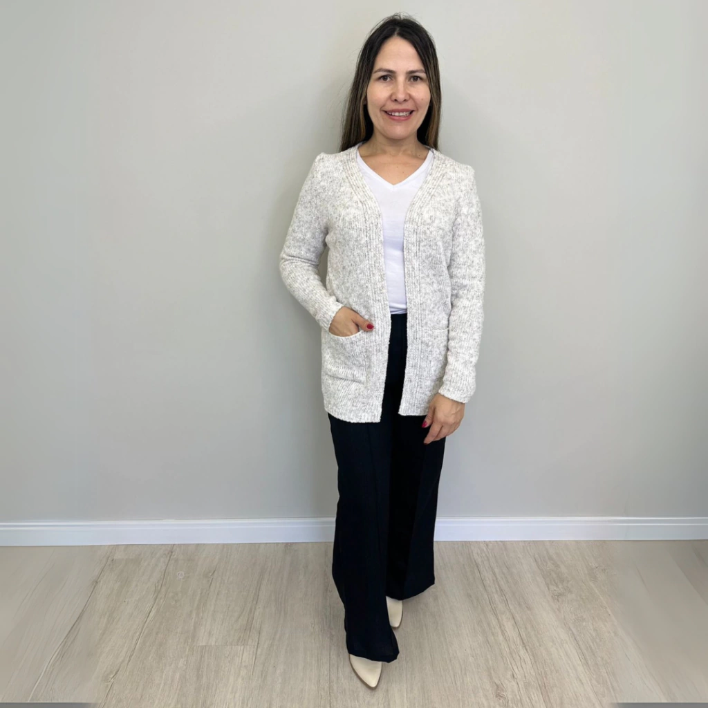 Casaco Riqueza Tricot Mousse - Branco
