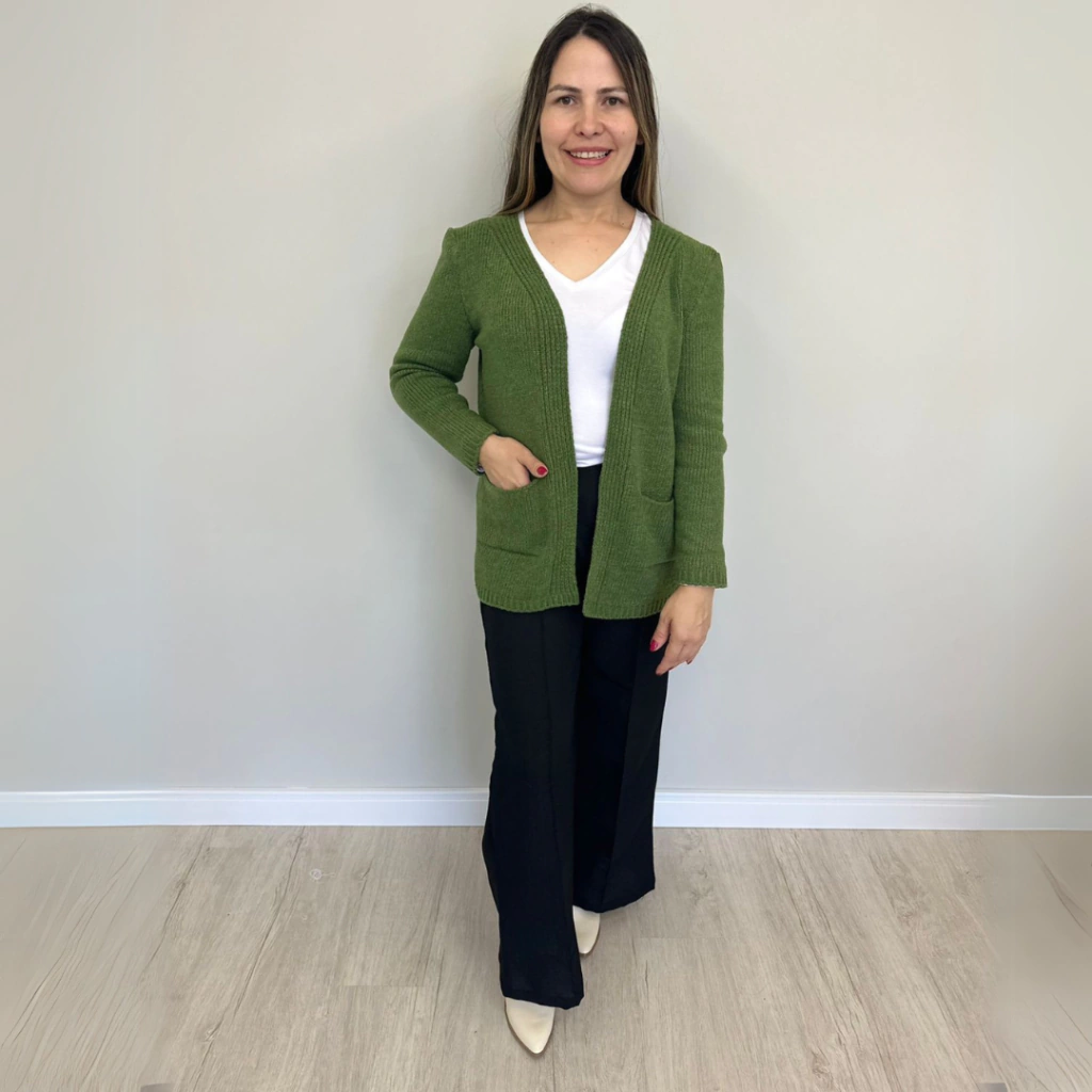 Casaco Linda Tricot Aberto - Verde