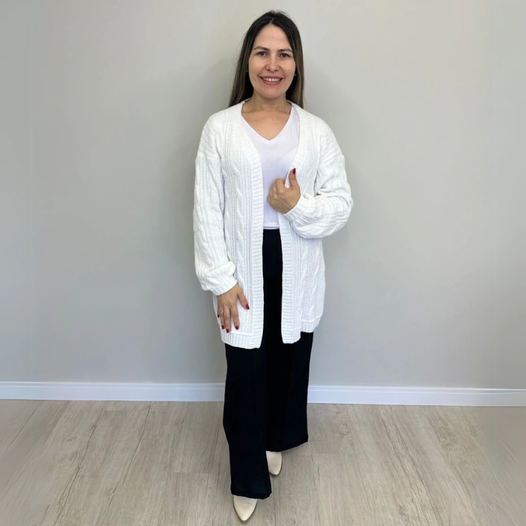 Casaco Tricot Mousse Branco
