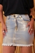 Saia Jeans Foil Metalizado Barra Desfiada Feminina Kango Dourado