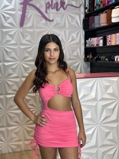 Vestido Poliamiada Argola e Regulagem Curto