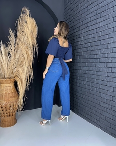 Calça Wide Leg Jeans Escuro - comprar online