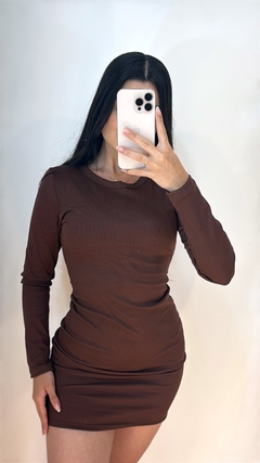 Vestido Canelado Manga Longa na internet