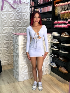 Vestido Amarração Coroa Manga Longa - comprar online