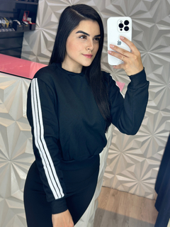 Blusa Manga Longa Moletom Listrado