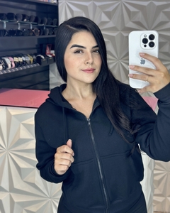 Blusa Manga Longa Moletom com Ziper e Capuz - comprar online