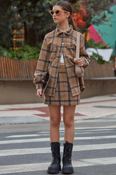 Minissaia em Tecido Xadrez Maia 70424 Lilimoon