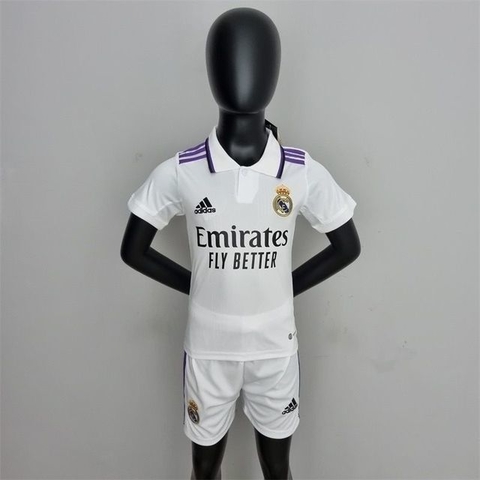 Conjunto Infantil Real Madrid Home 22/23 - Branco - Adidas