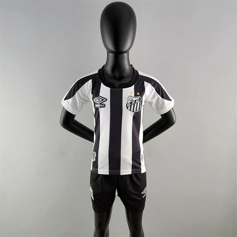 Conjunto Infantil Santos Home I 22/23 - Preto e Branco - Umbro