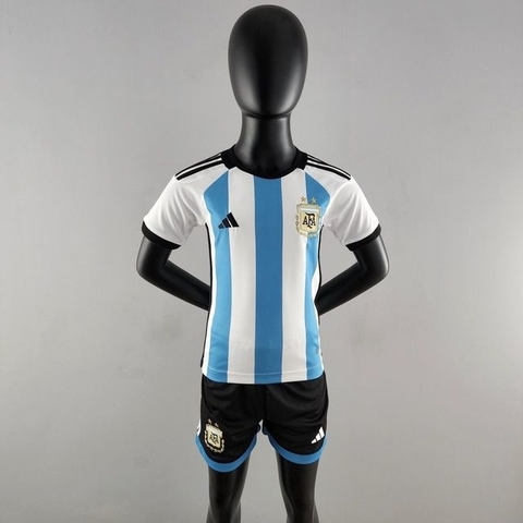 Conjunto Infantil Argentina Home I 22/23 - Azul e Branco - Adidas
