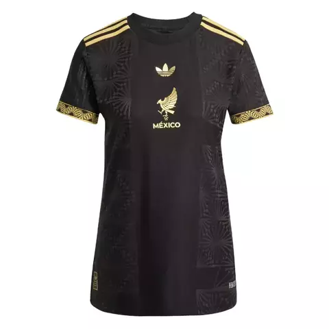 Camisa Seleção México I 25/26 - Torcedor Adidas Feminina - Preta com detalhes em dourado