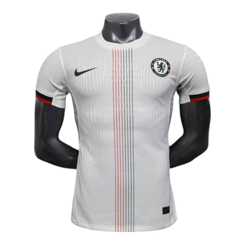 Camisa Chelsea II 25/26 - Jogador Nike Masculina - Branca com detalhes em verde e vermelho