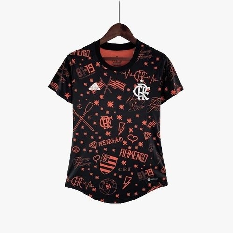 Camisa Flamengo Pré Jogo 22/23 Preta - Feminina - Adidas