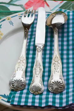 Trio de talheres de refeição em prata italiana na internet