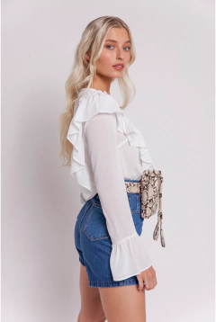 Blusa blanca volados - tienda online