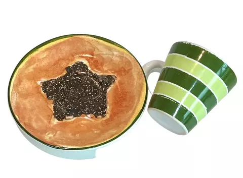 Conjunto 6 xicaras C/ Pires Frutas Mamão