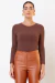 Blusa Malha Ribana Marrom - HELENA RIBEIRO