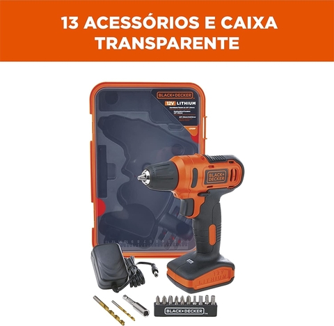 Parafusadeira e Furadeira a Bateria 12V C/13 Acessórios (LD12SP-BR) - Black Decker