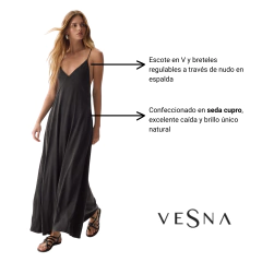 VESTIDO VESNA SAUDADE SEDA CUPRO LARGO - comprar online