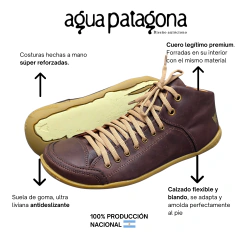 ZAPATILLA BOTITA AGUA PATAGONA ALAMO BAREFOOT CUERO LEGITIMO - GRANACA