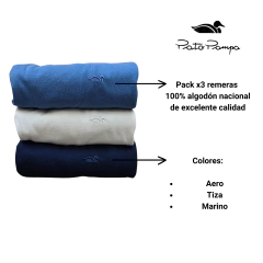 REMERA PATO PAMPA PACK X 3 ALGODÓN MANGA CORTA