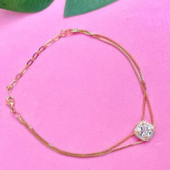 PULSEIRA OURO DUPLA COM PINGENTE