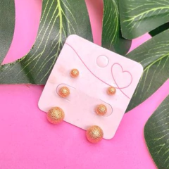 TRIO DE BRINCOS BOLA DOURADO - comprar online