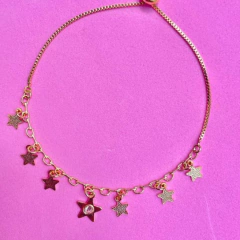 PULSEIRA COM ESTRELAS AJUSTÁVEL OURO 18K