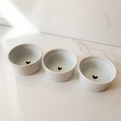 Kit ramequim de porcelana branca decorado | Linha Love
