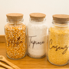Kit de potes rústicos com tampa de cortiça para tapioca, cuscuz e milho