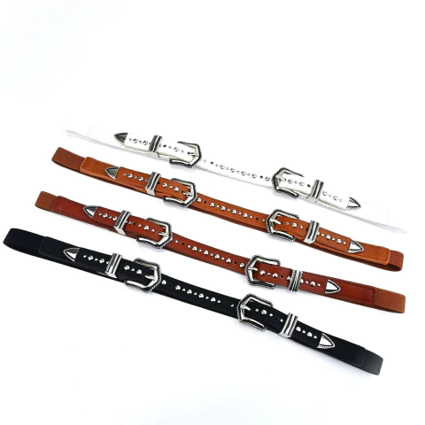 Cinto Fino De Elástico com duas fivelas - comprar online