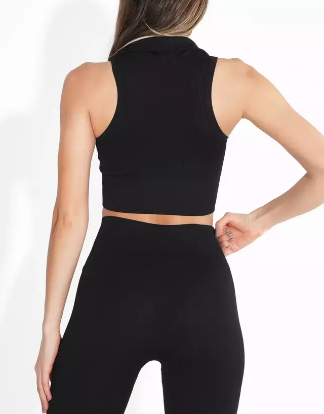 Top basic solid black seamless — imagen 2
