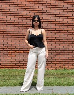 Calca Wide Leg Jeans Off White - Neutraliza se