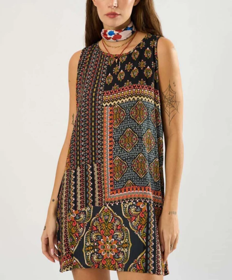 Vestido Corto Vilaro Negro Santa Bohemia - comprar online