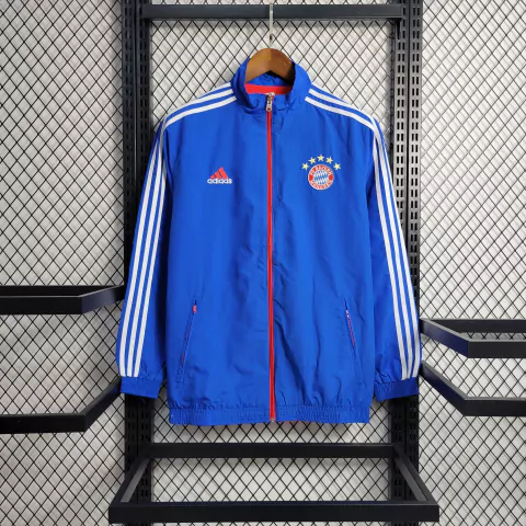 Blusa Corta Vento Bayern de Munich 23/24 Adidas Unissex - Azul (Double Sided)