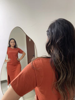 Vestido MIDI ferrugem - comprar online