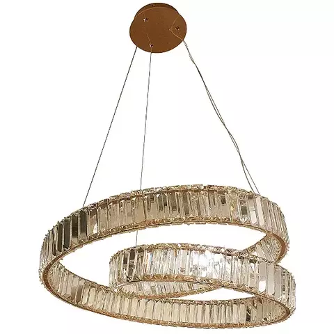 Pendente LED 3000K 70W Bivolt Ø60cm Metal e Cristal Dourado