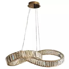 Pendente LED 3000K 72W Bivolt Ø80cm Metal e Cristal Dourado - comprar online