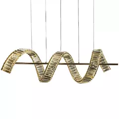 Pendente LED 3000K 56W Bivolt 30x100x30cm Metal e Cristal Dourado - comprar online