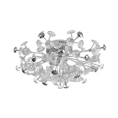 Plafon de Sobrepor Ø62x30cm Metal e Cristal