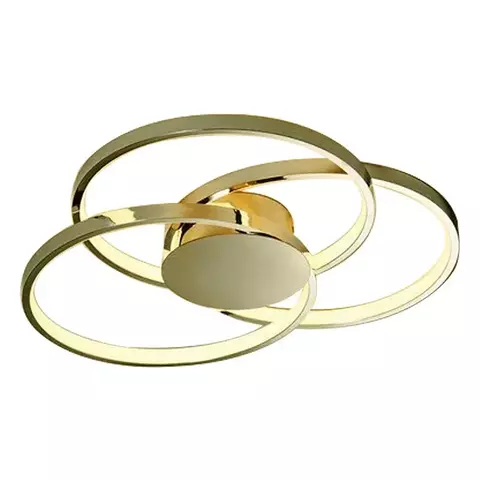 Plafon de Sobrepor LED 3000K 50W Bivolt Ø63cm Inox e Silicone Dourado
