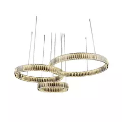 Pendente 3 Aros Φ39×59×79cm 112w Metal Dourado + Cristal - comprar online