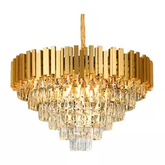PENDENTE 72×43CM E14x15, METAL+CRISTAL DOURADO | SINDORA