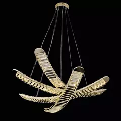 Pendente Cristal Squid Dourado 80cm LED 60W 6000LM 3000K Bivolt para Salas e Quartos